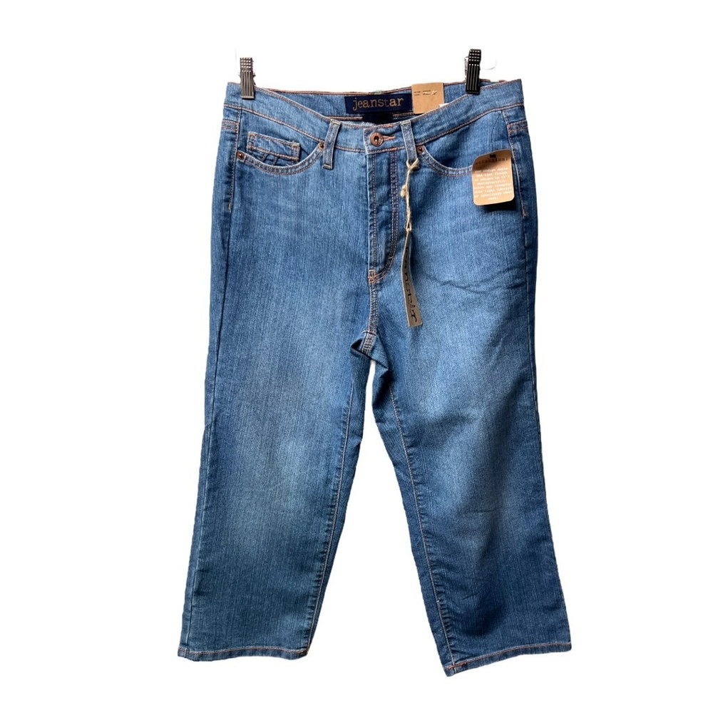 Jeanstar Jeans 6‎ Blue Tint Finish Straight Leg Mid Rise Stretch Cropped Modern